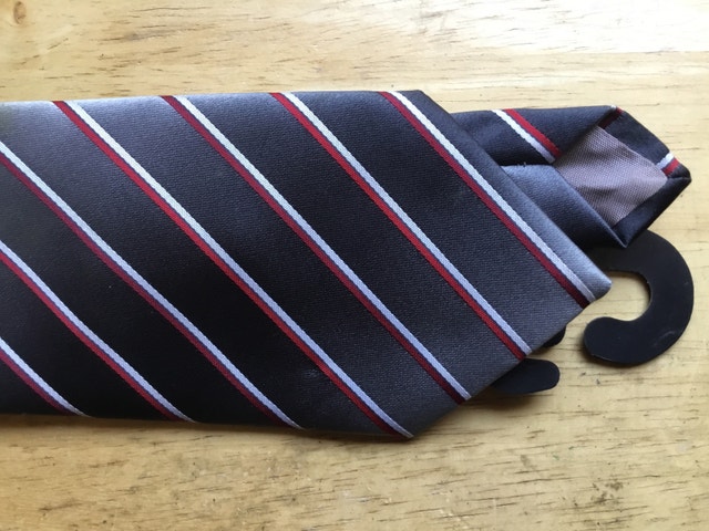 grey necktie with red and white stripes - photo 2