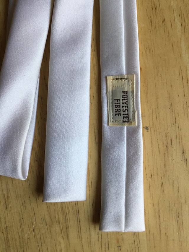 white slim Jim pencil tie