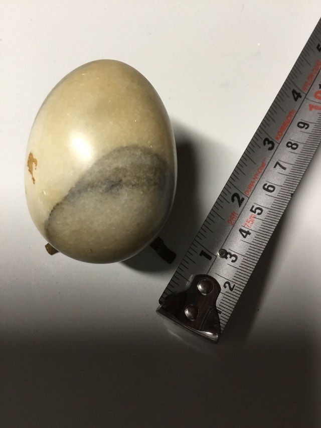 small painted stone egg with stand - photo 3