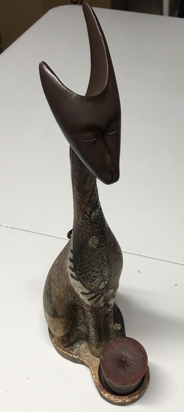wooden cat candle holder - photo 4