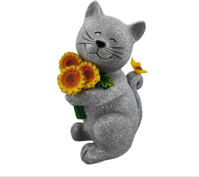 cat garden solar light statue - photo 3