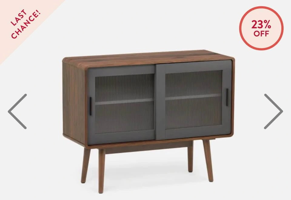 Mid-Century Modern Style Media Console with Fluted Glass Doors - photo 3