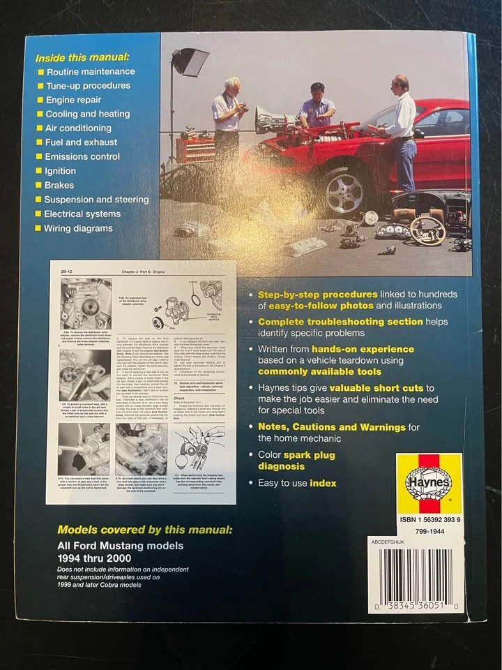 Haynes Ford Mustang Repair Manual 1994–2000 – All Models - photo 2