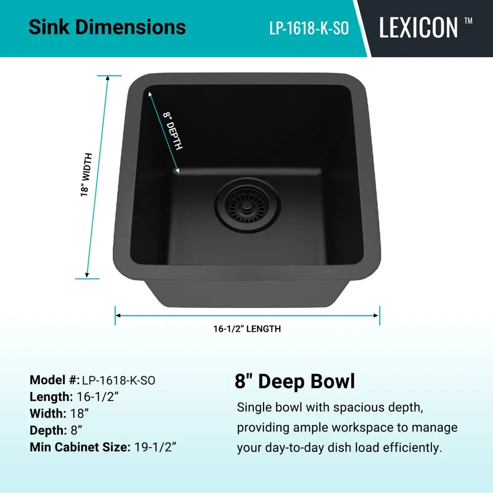 New 14" x 16" Platinum Quartz Kitchen Sink - photo 3