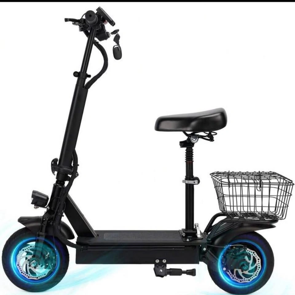 Foldable Electric Scooter with Seat and Basket - photo 4
