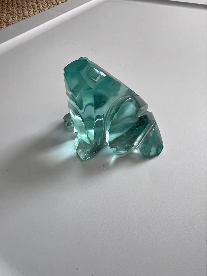 Vintage Aqua Blue Carved Frog