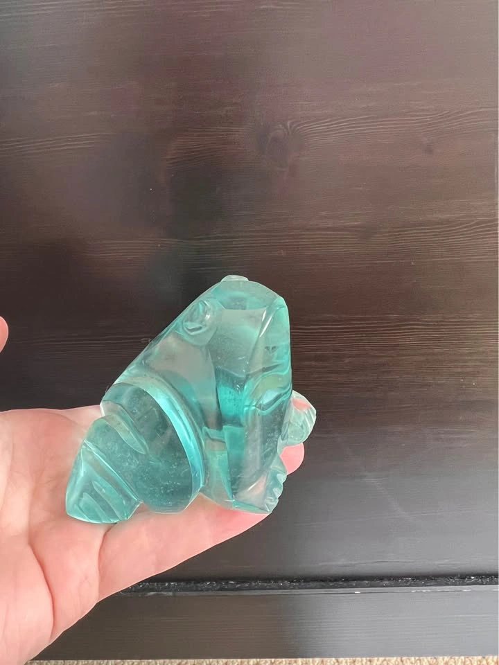 Vintage Aqua Blue Carved Frog - photo 3
