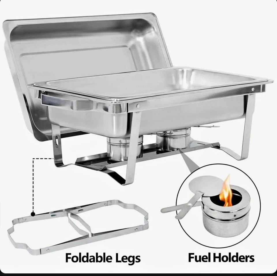 6-Pack 9Qt Foldable Stainless Steel Chafing Dishes Set