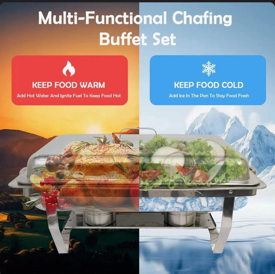 6-Pack 9Qt Foldable Stainless Steel Chafing Dishes Set - photo 3