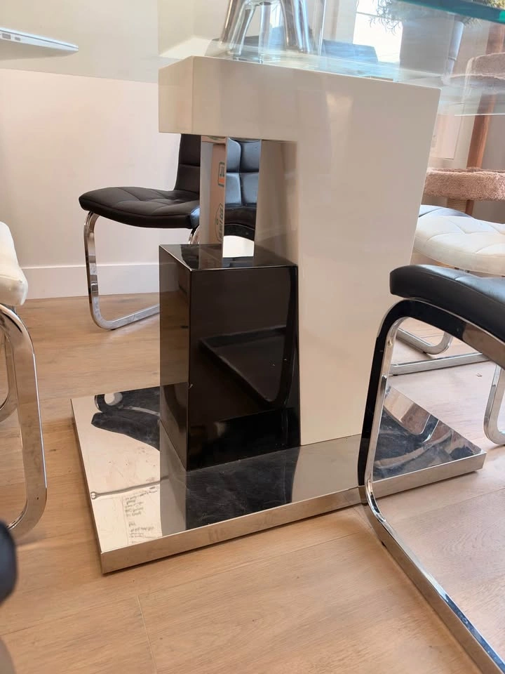 Modern Glass Top Dining Table Set with 6 Chairs - photo 2