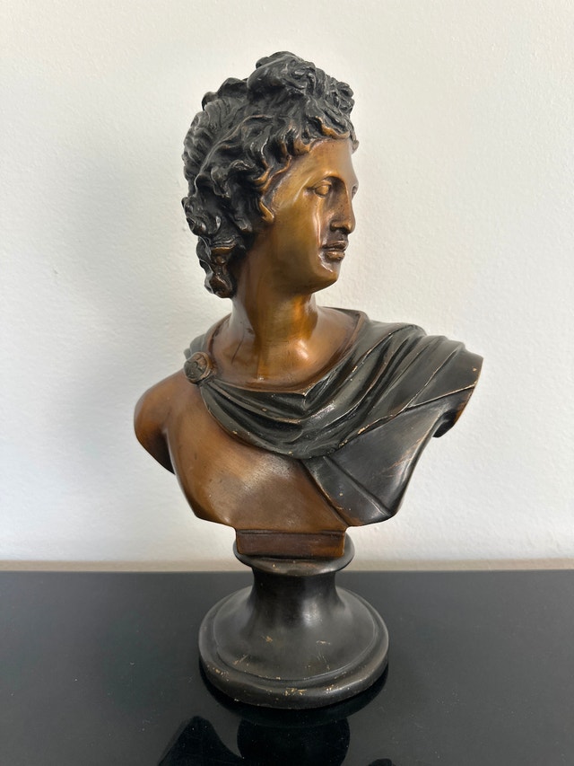 Vintage patinated bronze bust of the Apollo Belvedere. Heavy.