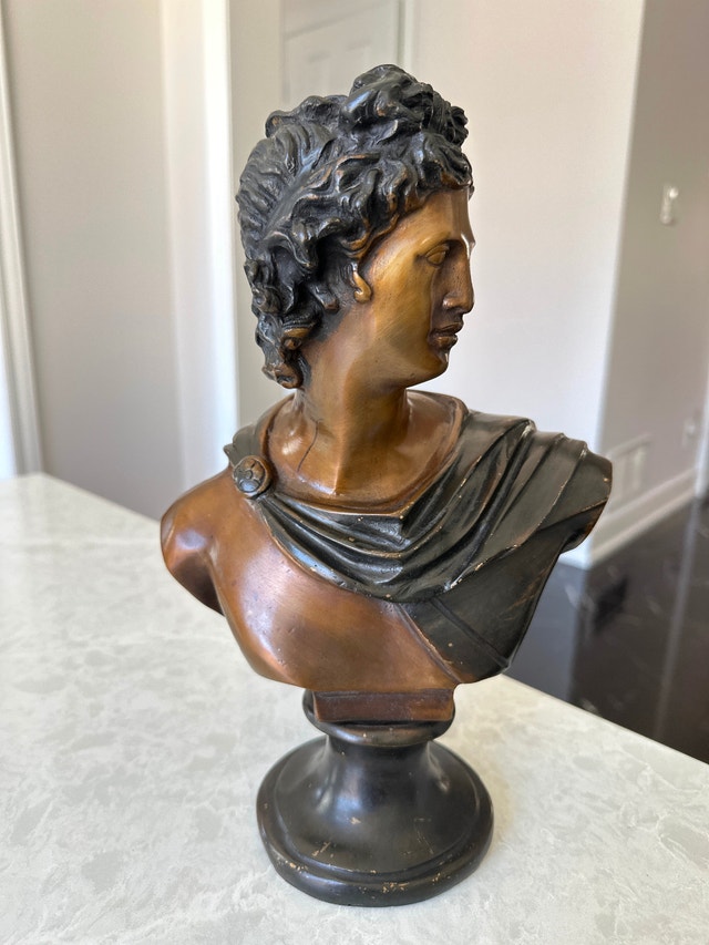 Vintage patinated bronze bust of the Apollo Belvedere. Heavy. - photo 2