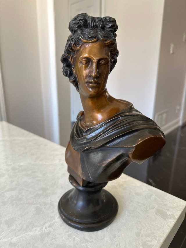 Vintage patinated bronze bust of the Apollo Belvedere. Heavy. - photo 3
