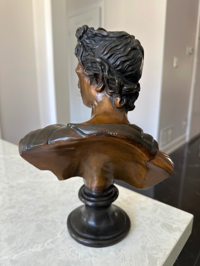 Vintage patinated bronze bust of the Apollo Belvedere. Heavy. - photo 5