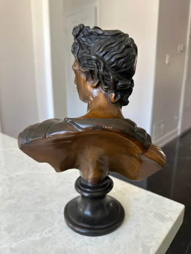 Vintage patinated bronze bust of the Apollo Belvedere. Heavy. - photo 5