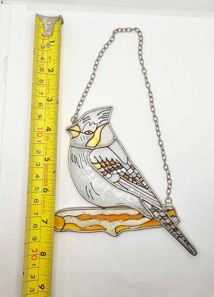 Hanging Painted Glass Female Cardinal - photo 2