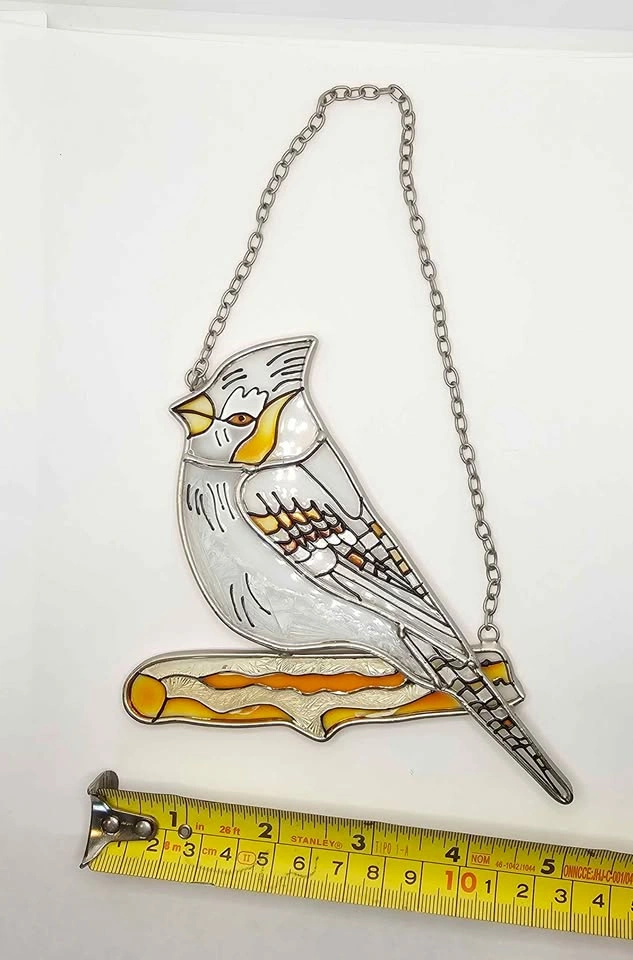 Hanging Painted Glass Female Cardinal - photo 3