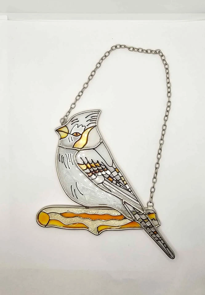Hanging Painted Glass Female Cardinal - photo 4