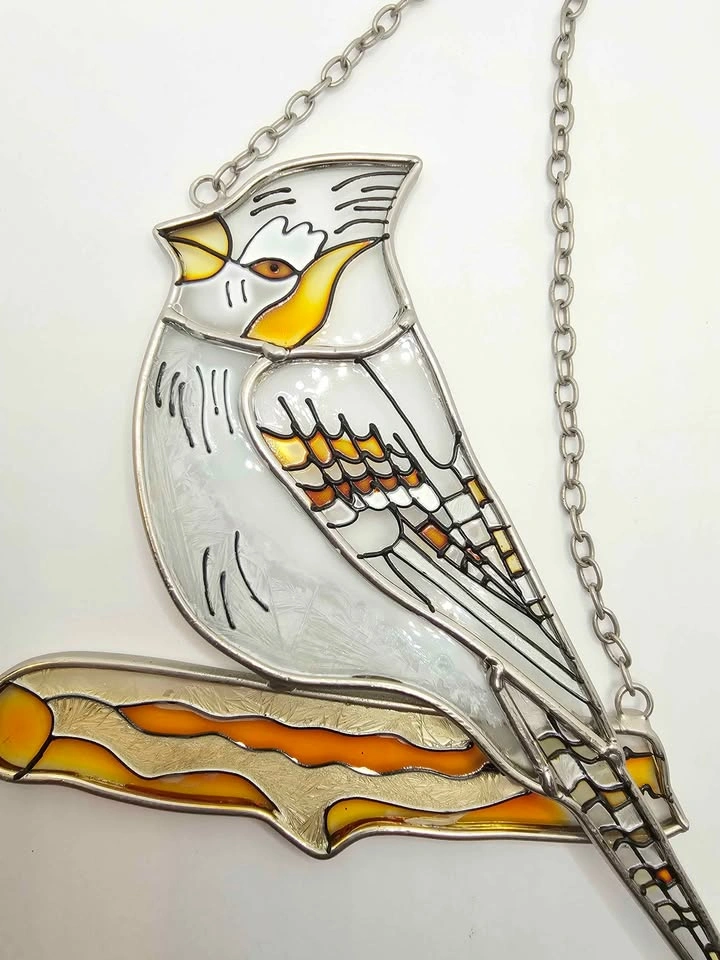 Hanging Painted Glass Female Cardinal - photo 5