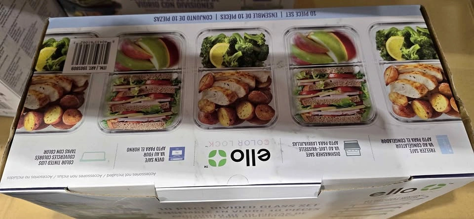 Color Lock 10-Piece Divided Glass Meal Prep Container Set