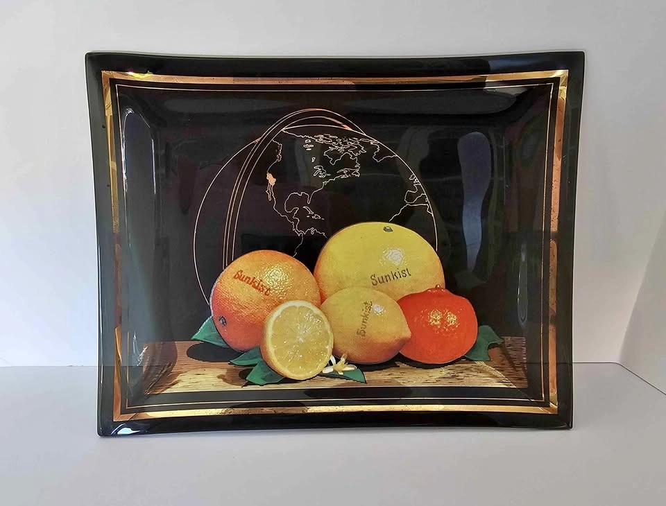 MCM 1966 Sunkist Glass Plate with Citrus Fruit