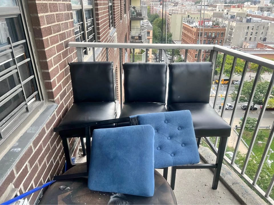 Set of 4 Wayfair Bar Stools + Black Faux-Leather Covers