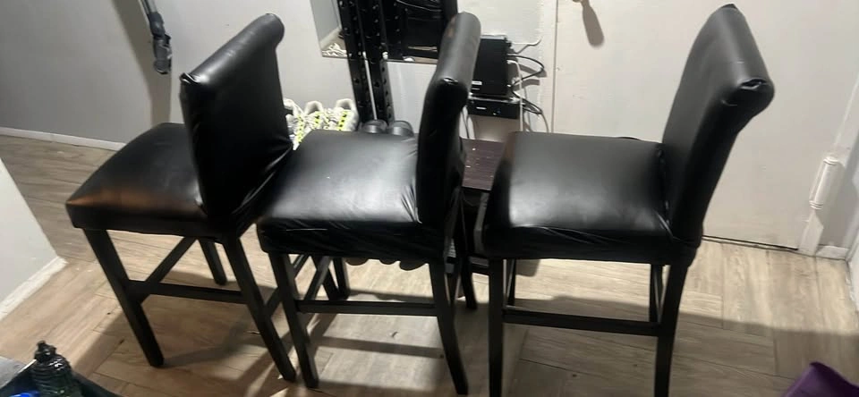 Set of 4 Wayfair Bar Stools + Black Faux-Leather Covers - photo 2