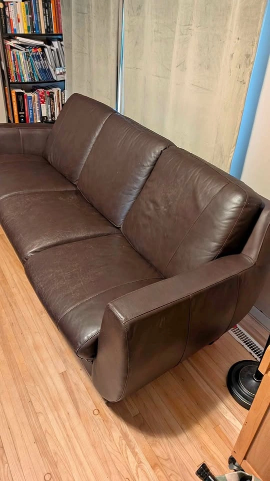 Brown leather couch
