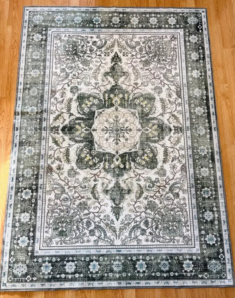 🆕 Brand New 8x10ft Green/Floral Soft Area Rug image indicator(2)