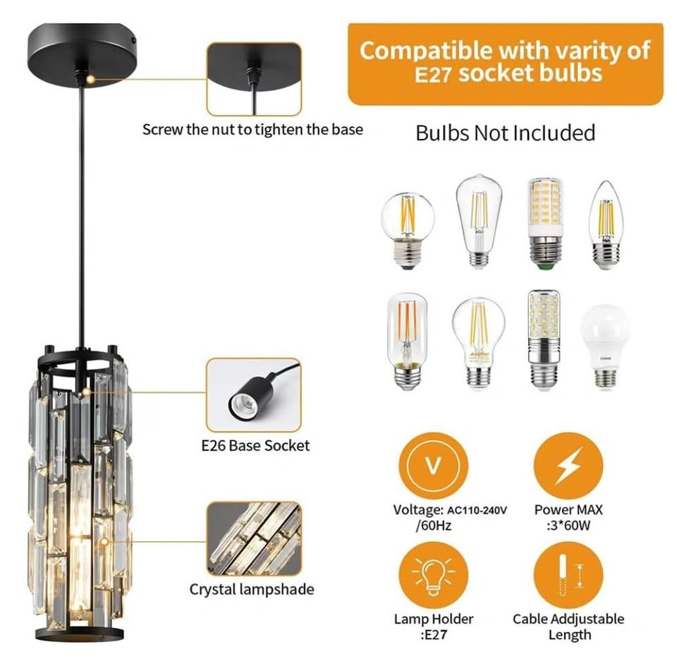 BRAND NEW: Modern Industrial Crystal Glass Pendant Light - photo 4