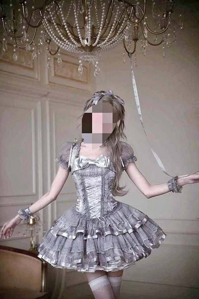 Vintage-inspired taupe Lolita dress