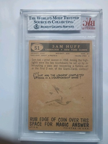 1959 Topps - Sam Huff #51 (RC) - photo 2