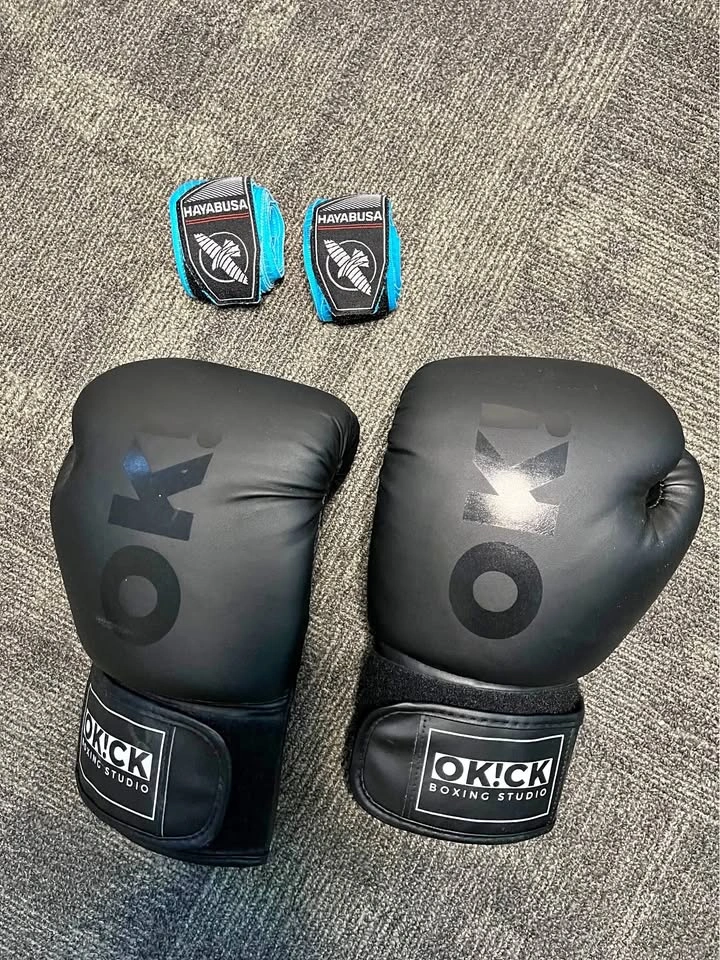 Boxing Studio Gloves and Hayabusa Hand Wraps