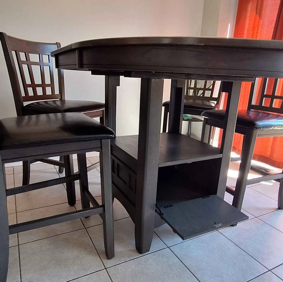 Dining Table and Chairs - dark wood adjustable bistro set - photo 2