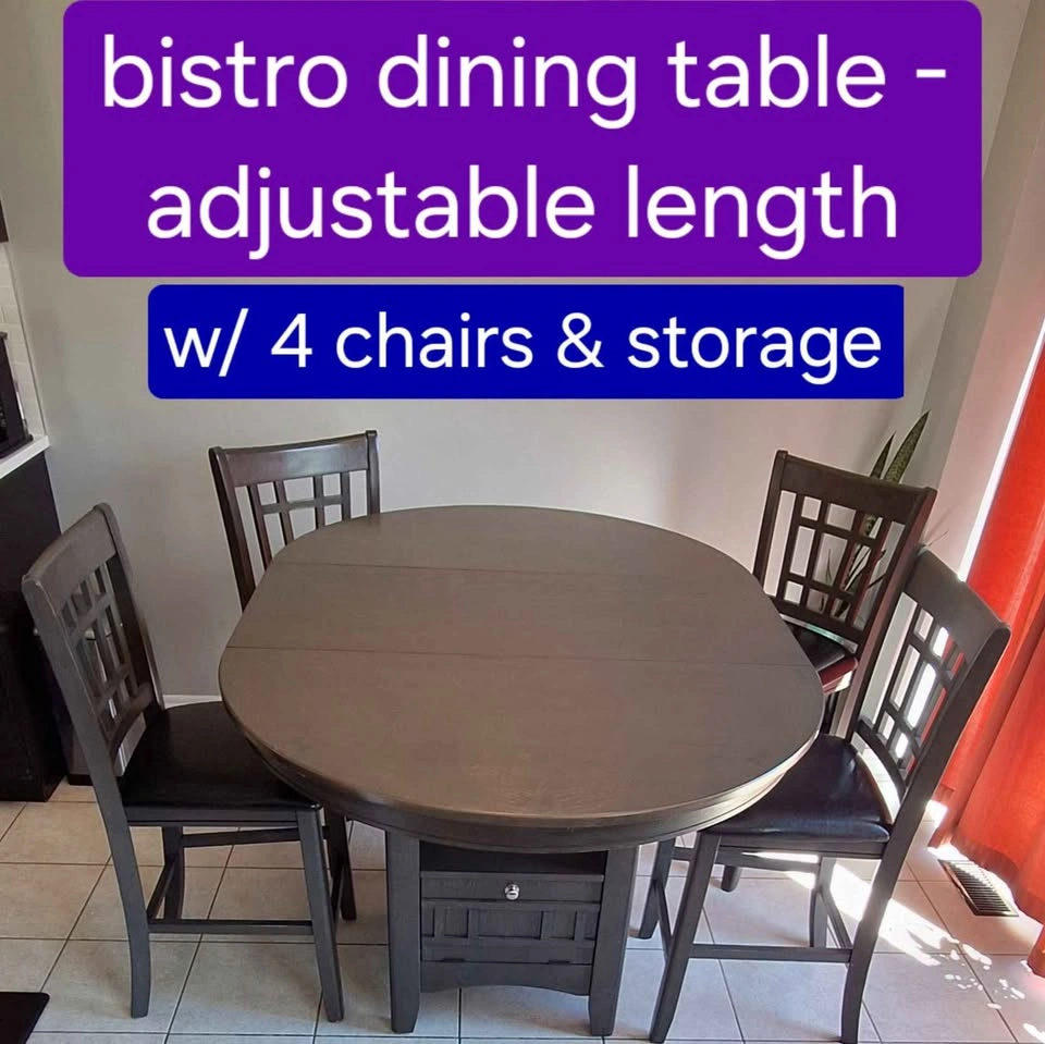 Dining Table and Chairs - dark wood adjustable bistro set - photo 3