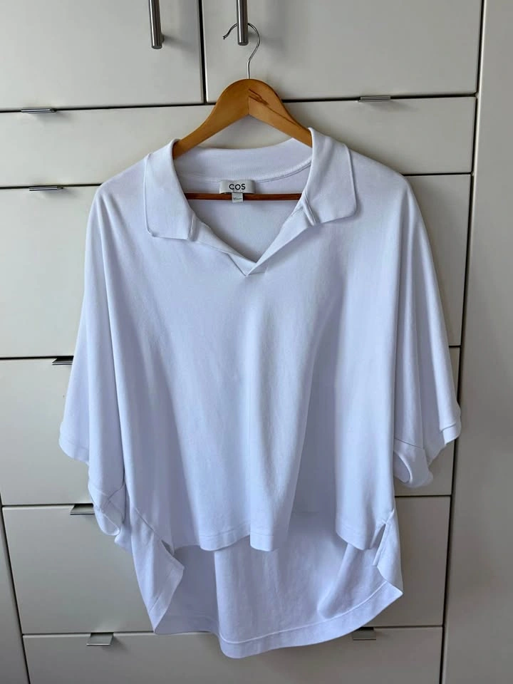 COS Milano Knit Polo Shirt Size Large White
