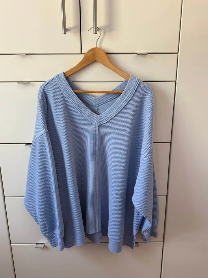 Aerie Wonder Texture Waffle Knit Top – Size XL – Blue - photo 2
