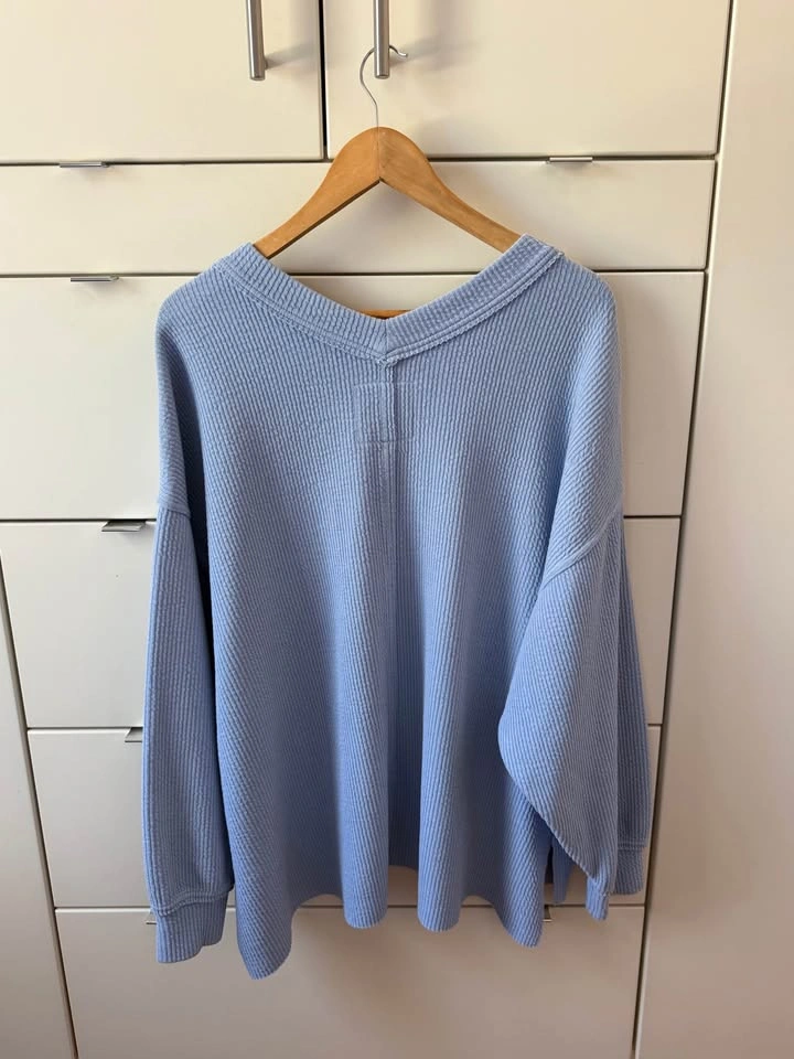 Aerie Wonder Texture Waffle Knit Top – Size XL – Blue - photo 3