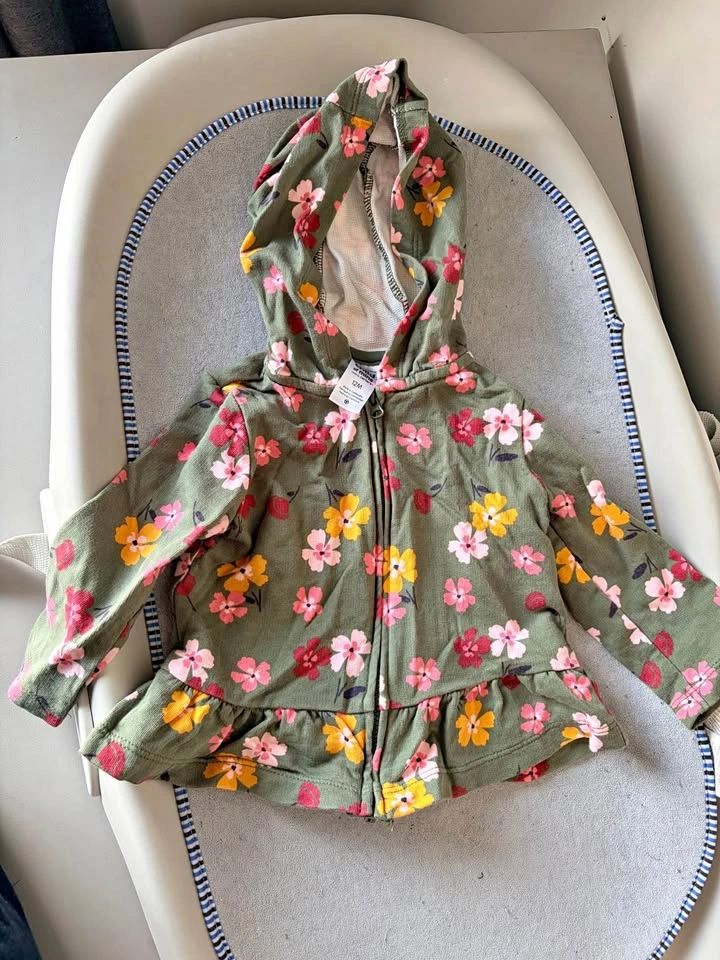 Child of Mine by Carter's Floral Zip-Up Hoodie Size 12M