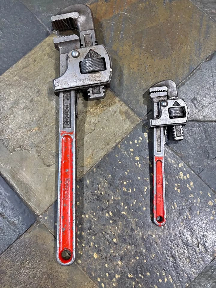 Vintage Super-Ego Pipe Wrench Pair (14" & 10") - Made in Spain