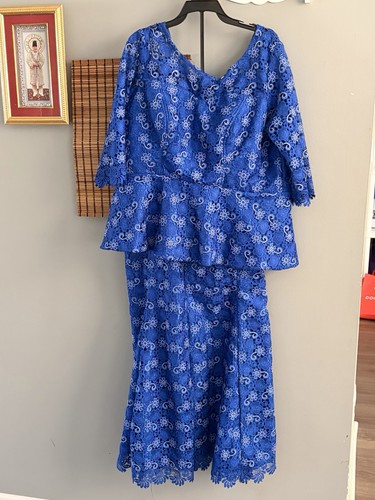 Women’s Blue Floral Lace 2-Piece Set Plus Size 20-22W - photo 2