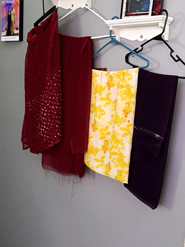Lot of 4 Chiffon Dupattas/Scarves/Shawls Floral