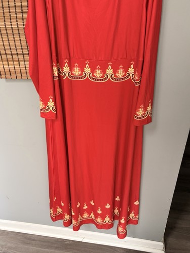 SHEIN CURVE Womens Plus 4XL Red/Gold Embroidered Maxi Dress - photo 3