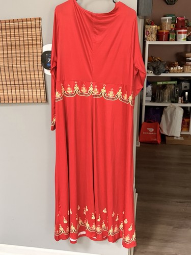 SHEIN CURVE Womens Plus 4XL Red/Gold Embroidered Maxi Dress - photo 5