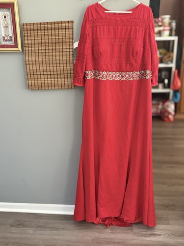 Womens Long Heavy Lined Formal Dress Red 3XL Mint Condition