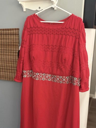 Womens Long Heavy Lined Formal Dress Red 3XL Mint Condition - photo 2