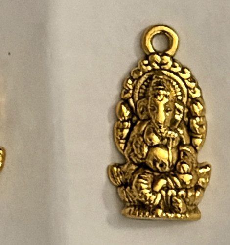 Set of 5 Gold-Tone Ganesha Hindu Deity Metal Charm Pendants