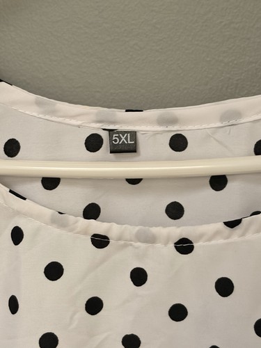 WOMENS PLUS 5XL WHITE/BLACK POLKA DOT LONG DRESS - photo 3