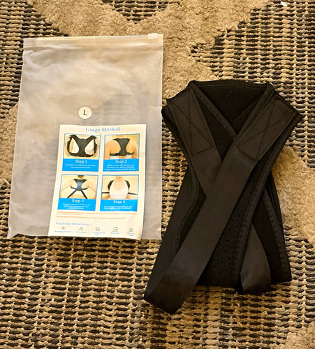 POSTURE CORRECTOR BACK & SHOULDER SUPPORT BRACE BLACK SIZE L