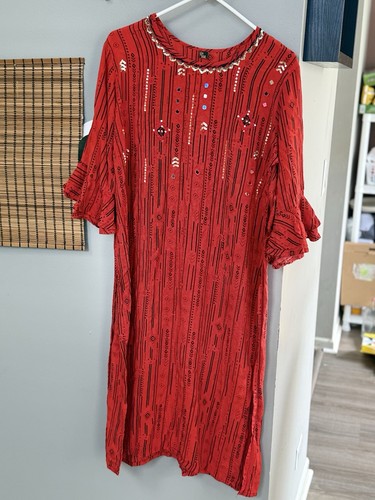 Womens Full Length Summer Dress Size Large Red